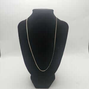 NC 14K Yellow Gold Box Chain Necklace 18‎ Inch 0.75mm Dainty 2.48g Spring Clasp